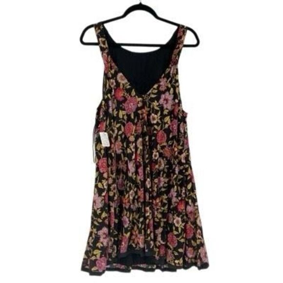 NWT Free People Black Pink Oh Baby Floral Mini Dress Size Medium - Picture 4 of 14